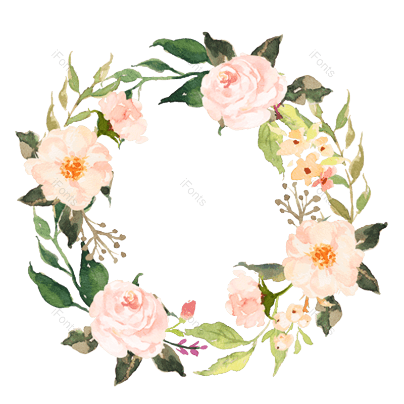 水墨图片,花卉边框元素,手绘花草PNG,水彩免抠素材